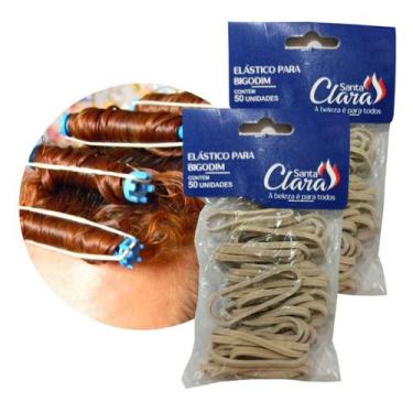 Imagem de Kit Elástico para Bigodim Fazer Cachos e Ondular Cabelo 100 Und Santa 