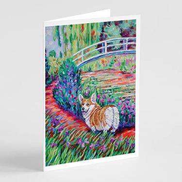 Imagem de Caroline's Treasures 7298GCA7P Cartões comemorativos e envelopes Corgi Footbridge Pacote com 8, 7 x 5, multicolorido