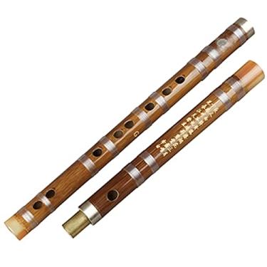 Imagem de Flauta tradicional chinesa feita à mão bambu marrom duas seções Dizi flauta tradicional para iniciantes (cor: chave C)