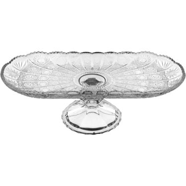 Imagem de PRATO BOLO OVAL HOME&CO COM PÉ ECO CRYSTAL 10x33x15cm TRANSPARENTE