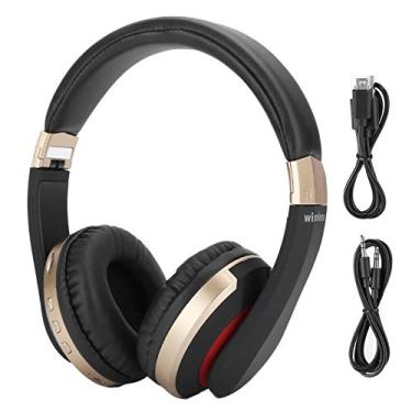 Imagem de ASHATA Fone de ouvido Bluetooth para jogos, Fone de ouvido Bluetooth dobrável Over Ear Wireless Over Ear Fones de ouvido estéreo com microfone para jogos, Fone de ouvido estéreo de 360 graus (dourado)