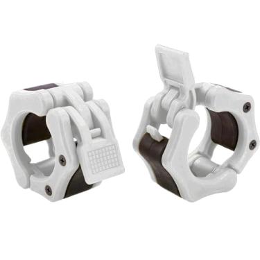 Imagem de Greententljs Grampos de barra olímpicos de 5 cm - Par de coleiras com trava de liberação rápida para treino profissional grampos de placa de peso para academia, musculação, musculação, fitness (branco