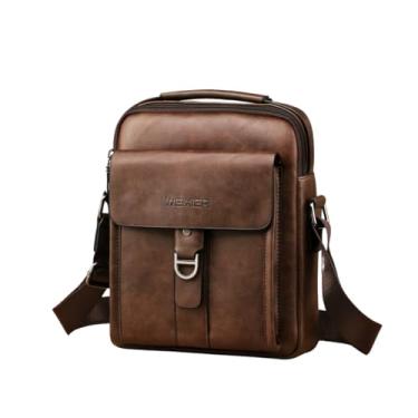 Imagem de Bolsa de Ombro Masculina Mensageiro em Couro Weixier – Estilo e Praticidade para o Dia a Dia (Café)