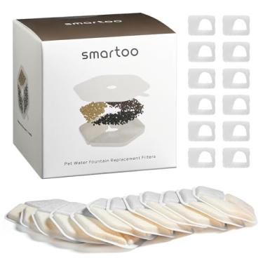 Imagem de Smartoo 12 pacotes de filtros de substituição oficiais e 12 pacotes de esponjas para fonte de água de gato sem fio de 4,5 l PTM-643