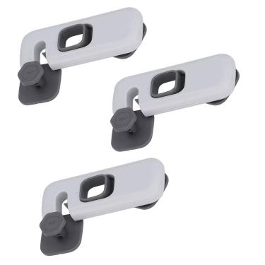 Imagem de Trava de Segurança Geladeira Gaveta Kit 3 unidades Criança Evita Acidente Armario Porta Proteçao Fechadura Resistente Multiuso