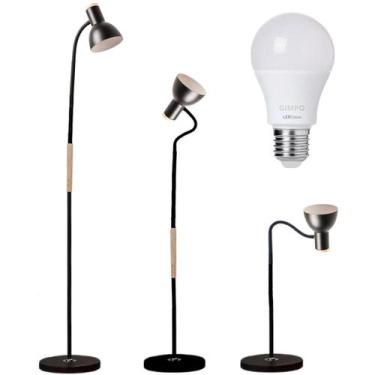 Imagem de Luminária Piso Chão Coluna 155cm Flexível Metal Gimpo KJTD-721-PRETO +