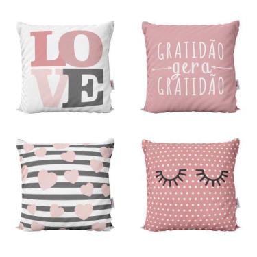 Imagem de Almofadas Decorativas Rosa Love Gratidão Para Sofá 40X40 - Novadecora,