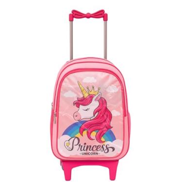 Imagem de Mochila Infantil Menina Reforçada Rodinha Escolar Grande Cristal Feminina Juvenil Unicornio Princesa
