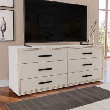 Imagem de Cômoda Valência 6 Gavetas Branco/Creme - Politorno, Bege, Moderno
