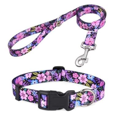 Imagem de Conjunto de coleira e coleira Mihqy Bohemia Floral para cães
