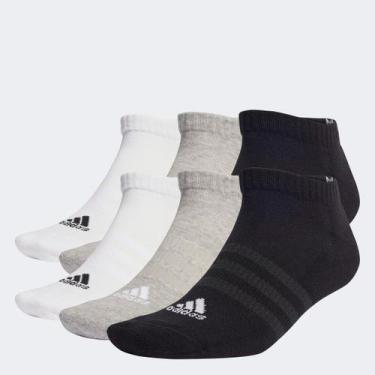 Imagem de Kit Meia Adidas Cano Baixo c/ 6 Pares, Branco, Preto, M