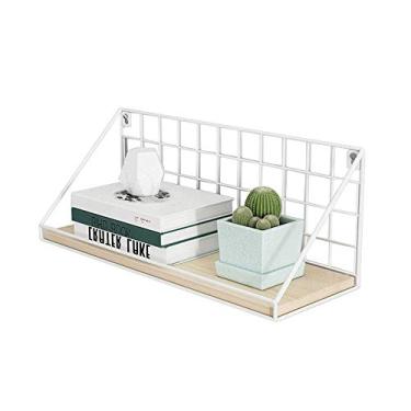 Imagem de MTYLX Prateleira multifuncional, prateleiras flutuantes, prateleiras de armazenamento de arame de metal montadas na parede para porta-retratos, colecionáveis, itens decorativos Três Clours/Maple