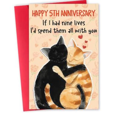 Imagem de Beixian Cartão engraçado de 5º aniversário para mulheres e homens, presente exclusivo de 5 anos de aniversário de madeira para ele, cartão romântico de 5º aniversário para namorado, namorada, marido e