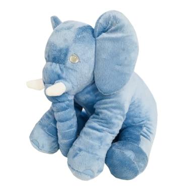 Imagem de Almofada Elefante Pelúcia, 60 x 40 cm, Travesseiro Bebê, Material Soft Antialérgico, Decoração (Azul)