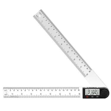 Imagem de Fafeicy Transferidor digital de 0 a 200 mm, goniômetro de plástico com visor digital de 0 a 360 graus, com design de botão de bloqueio, precisão ± 0,3°, quadrado