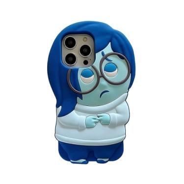 Imagem de Capa de telefone de silicone macio para Apple iPhone 16 Pro Max 6,9 polegadas azul tristeza do avesso 2 Pixar desenho animado 3D anime animação personagem especial legal divertido adorável adorável