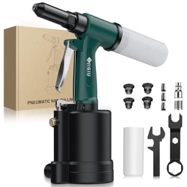 Imagem de JiGiU Rebitador pneumático de ar para ferramentas pneumáticas 3097LBF Rebitador pneumático de ar para serviço pesado, capacidade de 3/81.3 cm, 1/20.3 cm, 5/81.3 cm e 3/40.6 cm, economia de tempo para