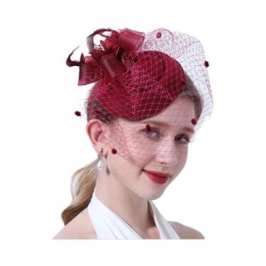 Imagem de Chapéu Fascinator Vintage Feminino com Véu - Ideal para Coquetéis, Chá