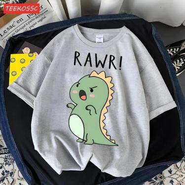 Imagem de Camiseta Esportiva Feminina com Estampa de Dinossauro - Manga Curta e 