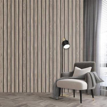 Imagem de Papel De Parede Ripas De Pinus Cinza Ripado Adesivo Lavavel