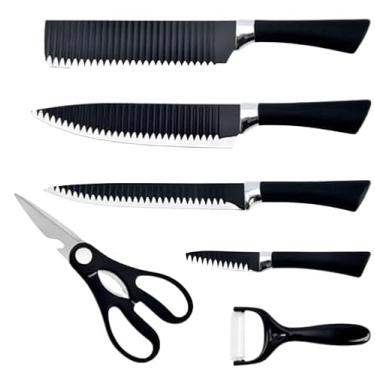 Imagem de Conjunto de Facas de Cozinha Profissional 6 Pe?as em A?o Inox com Cabo Ergon?mico Preto