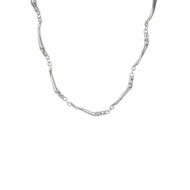 Imagem de Fivexing Colar irregular para mulheres, corrente Y2K, estilo hip-hop, simples, versátil, joia masculina, prata, small-scale, Liga de aço, Sem Pedra Preciosa