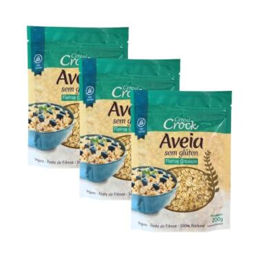 Imagem de Kit com 3 Pouchs de Aveia em Flocos Grossos sem Glúten de 200g cada - Cereal Crock
