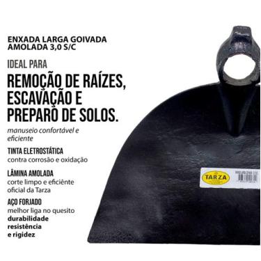 Imagem de Enxada Larga Goivada Forjada Tarza 3,0 Sem Cabo