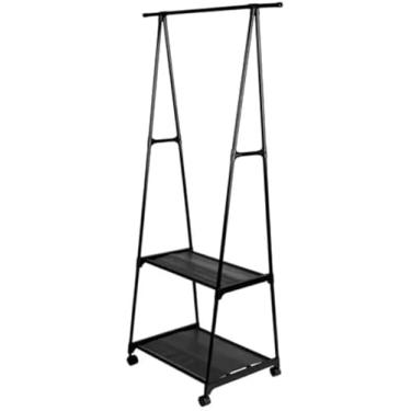 Imagem de Arara Cabideiro Organizador com Rodas – Sapateira e Prateleira para Roupas (Preto)