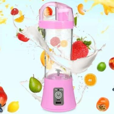 Imagem de Mini Liquidificador Portátil Elétrico Shake Cabo Usb Rosa