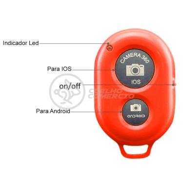 Imagem de Controle Remoto Disprador Foto Bluetooth Selfie Vermelho Nº3