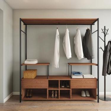 Imagem de Guarda-Roupa Closet Modulado Toledo Casal 2 GV Madeira e Preto - Mobly