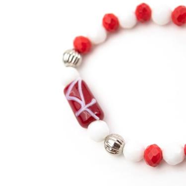 Imagem de Pulseira Ogum Firma Espada Vermelho Branco Umbanda Candomblé