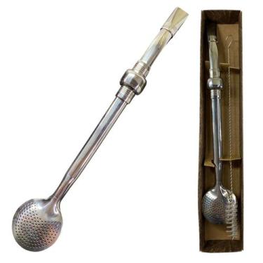 Imagem de Bomba Para Chimarrão Inox 304 24cm Bojo com Rosca - PURINOX