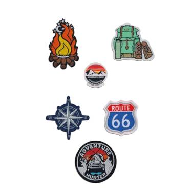 Imagem de Conjunto de remendos de acampamento com ferro para crianças, barraca de campista divertida e designs da natureza, bordados, faça você mesmo, remendos para mochilas, jaquetas, roupas e mais bordados