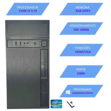 Imagem de Computador Cpu Intel Core I5 2400, 8GB, SSD 240, HDMI Wi-Fi - TBI
