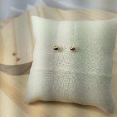 Imagem de Kit Dupla Brinco Bola 8mm e 3mm Oro 18K Primeiro e Segundo Furo - Lind