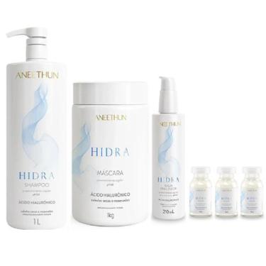 Imagem de Kit Aneethun Hidra -Shampoo 1L + Máscara 1kg + Finalizador 210ml + Amp
