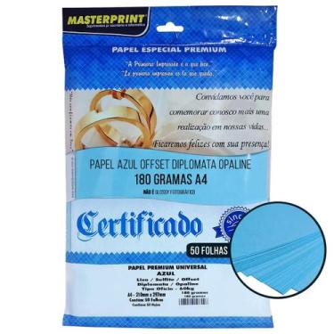 Imagem de Papel azul diplomata/liso/offset 180g a4 - 50 fls - Masterprint
