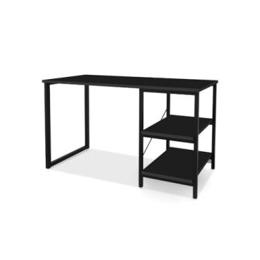 Imagem de Mesa escritório industrial MDF 120cm 2 prateleiras(Preto/preto)
