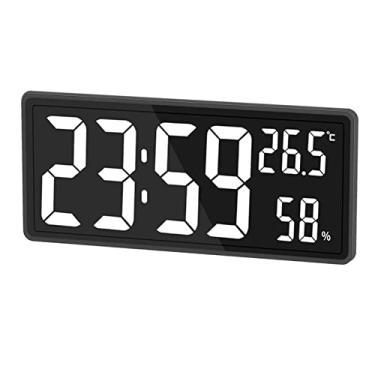 Imagem de Wswqop Relógio de Parede Led Montado Na Parede, Display de Temperatura E Umidade, Relógio Eletrônico de 12/24 Horas com Números Grandes para Sala de Aula em