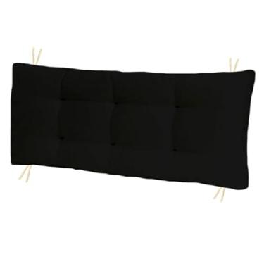 Imagem de Almofada Futon 110 cm x 35 cm para cadeira e banco estampada - Futon grande Moderna Apenas capa, sem enchimento(liso preto,110cm x 40cm)