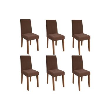 Imagem de Kit 6 Cadeiras Sala Jantar Milena 6 Un Savana/Suede Chocolate - Cimol