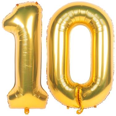 Imagem de CHANGZHONG Balões De 40" Com Números Dourados, Folha Hélio, Mylar, Decoração Para Festa Aniversário E Banquete, 10