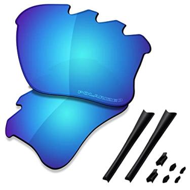 Imagem de SAUCER Lentes de reposição premium e kits de borracha para Oakley Flak Jacket XLJ ventilado | Flak Jacket XLJ Óculos de sol ventilados com ponte baixa alta definição - azul glaciar polarizado