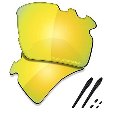 Imagem de SAUCER Lentes de reposição premium e kits de borracha para óculos de sol Oakley Flak 2.0 XL ventilados OO9188 de alta definição - ouro 24K polarizado