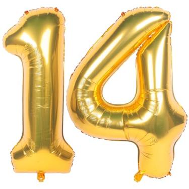 Imagem de CHANGZHONG Balões De 40" Com Números Dourados, Folha Hélio, Mylar, Decoração Para Festa Aniversário E Banquete, 14