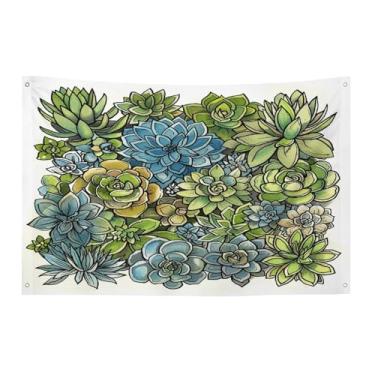Imagem de Bandeira com quatro furos bandeiras para todos os climas verde suculenta imagem impressa bandeira decorativa bandeiras de poliéster adequadas para uso interno e externo 89 x 159 centímetros