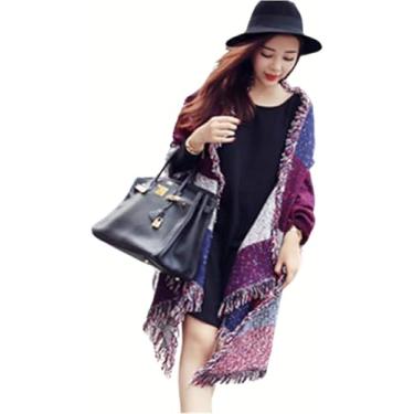 Imagem de Xale Moda Pashmina Mulheres Cachecol Espessamento Quente Inverno Xadrez Cachecol Xale Reversível Capa Xale Enrolar Cobertor Poncho Quente, Grey, A