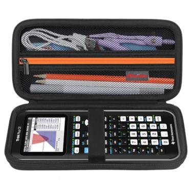 Imagem de Elonbo Estojo de transporte para calculadora gráfica colorida Texas Instruments TI-84 Plus CE/TI-84 Plus/TI-83 Plus/TI-83 Plus CE, bolso de malha extra para carregador de cabo de carregamento, preto